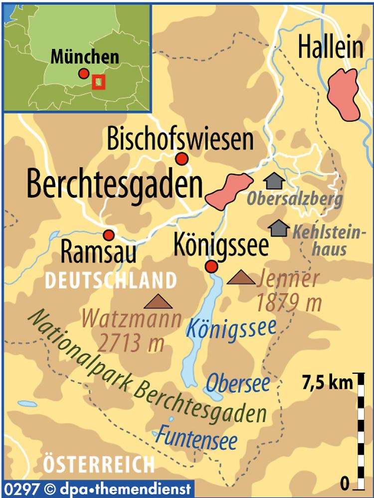 Viel weiter südlich geht in Deutschland nicht: Das Berchtesgadener Land mit dem Königssee und dem Watzmann liegt direkt an der österreichischen Grenze.