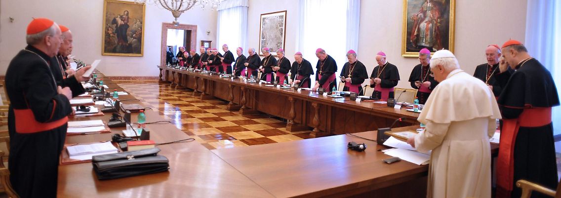 Der Papst bei einem Treffen mit irischen Bischöfen am 15. Februar.