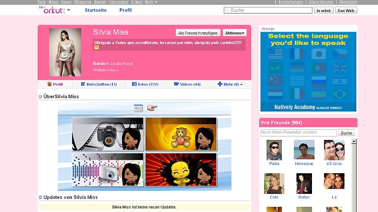 Orkut sieht aus wie Facebook in Pink.