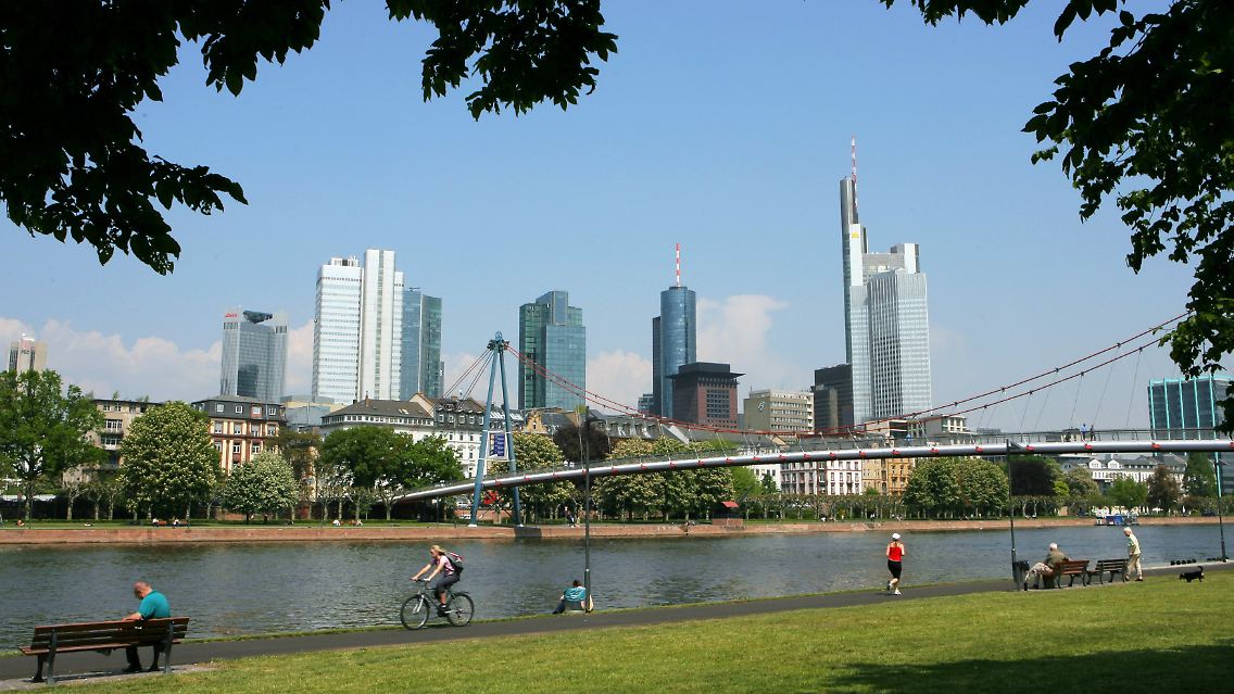 Blick auf das Frankfurter Bankenviertel.