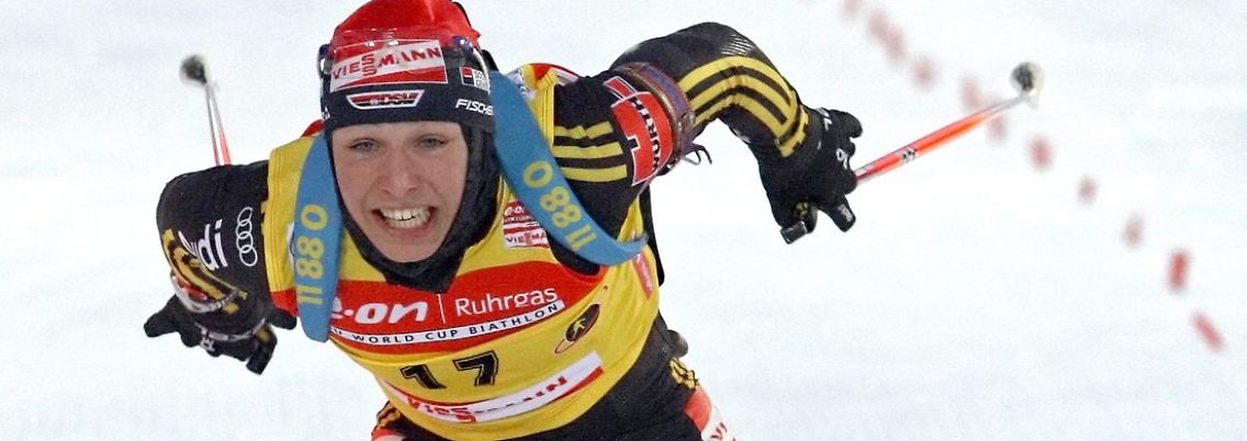 Den großen Kristall-Pokal im Blick: Magdalena Neuner.