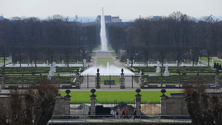 Die große Fontäne im Barock-Garten der Herrenhäuser Gärten.