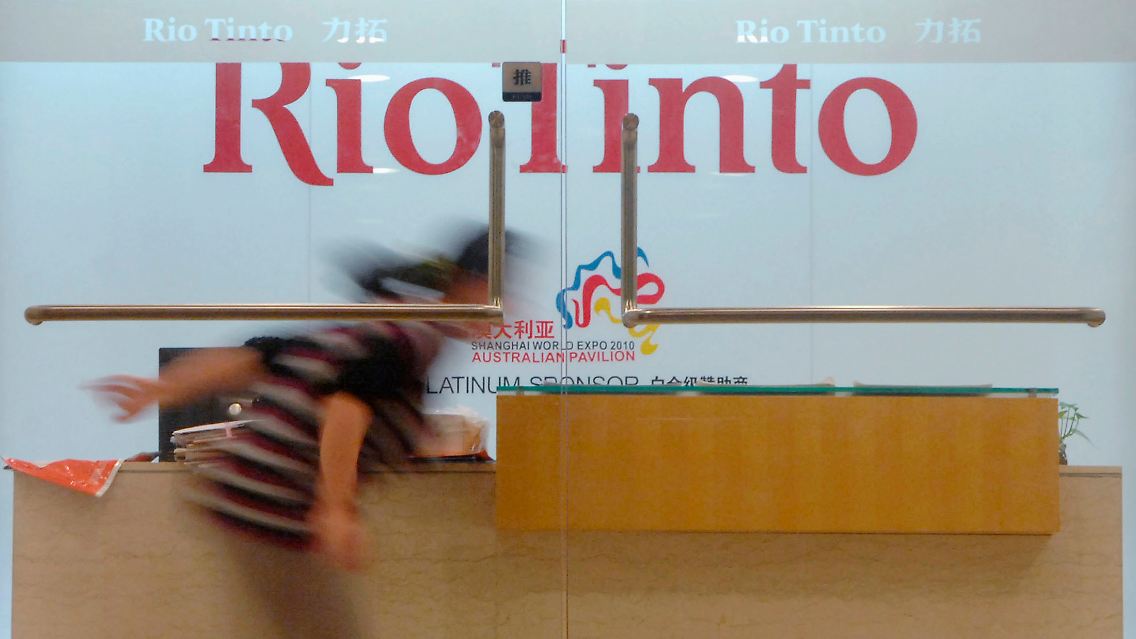 Der Empfangstisch von Rio Tinto in Schanghai.