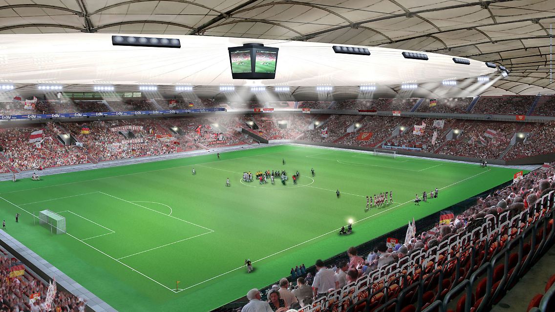 Nach Ende der Umbauarbeiten soll das Gottlieb-Daimler-Stadion aussehen wie auf dieser Computersimulation.