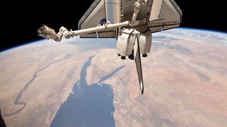 Blick von der ISS auf das Rote Meer und die Sinai-Halbinsel (M).