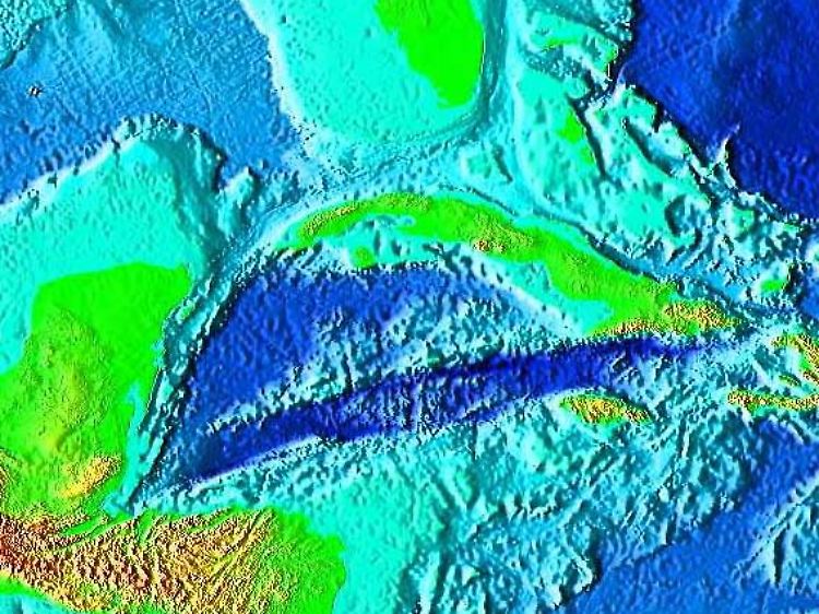 Die Darstellung zeigt das Relief des Kaimangrabens.