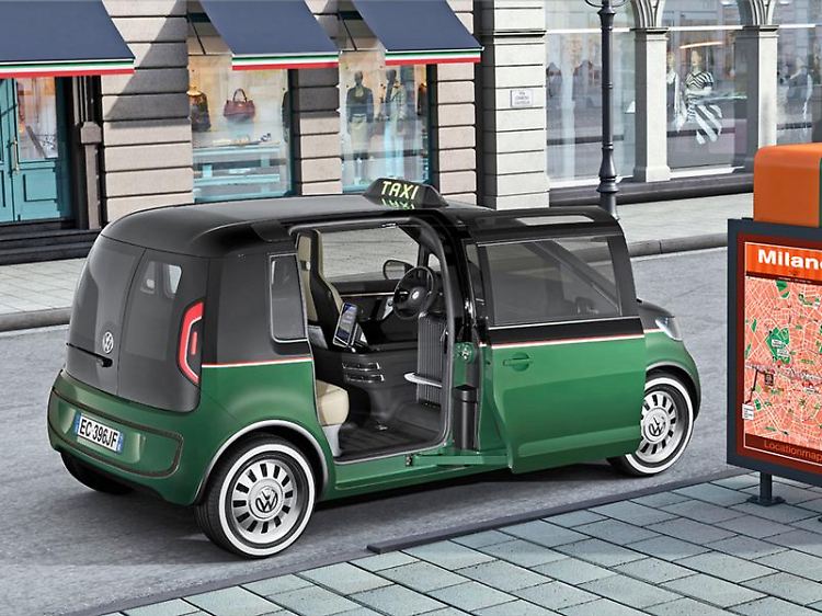 Für mehr Sicherheit: VWs Studie "Milano Taxi" mit Elektromotor hat nur auf der Beifahrerseite einen Passagier-Ausstieg.
