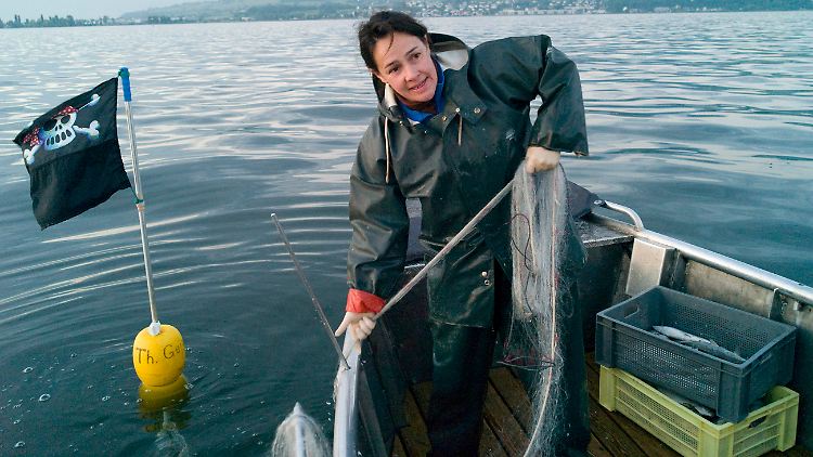 Heike Winder fischt noch selbst - ihren Fang verkauft die Fischerin aus Hagnau dann frisch geräuchert.