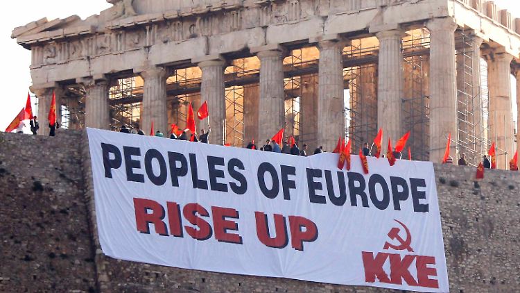 "Völker Europas, erhebt Euch": Der Aufruf an der Akropolis über Athen.
