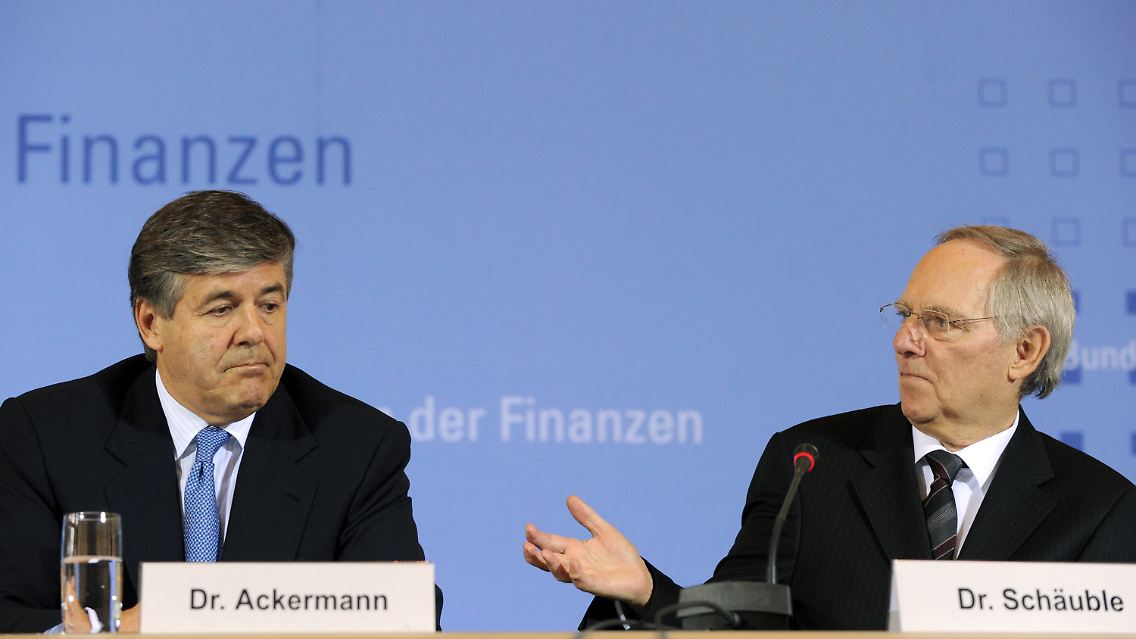 Bundesfinanzminister Schäuble sieht die Banken am Zug, allen voran Deutsche-Bank-Chef Ackermann.