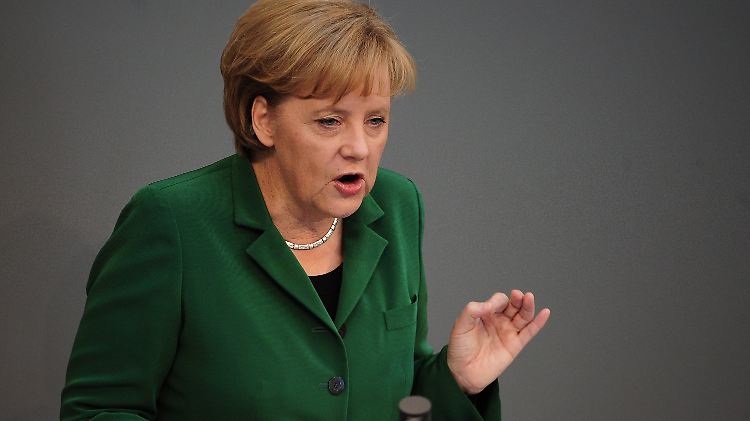 Die Gralshüterin des Euro? Angela Merkel im Bundestag.