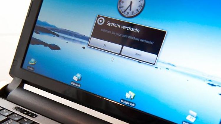 Abkürzung zu Windows: Aus Android heraus genügen zwei Mausklicks, um ins Haupt-Betriebssystem zu gelangen.