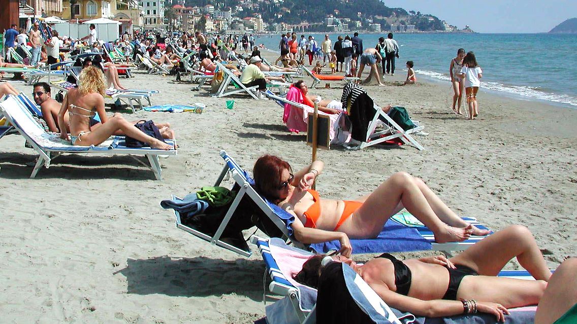 Alassio an der nordwestlichen italienischen Riviera in Ligurien.