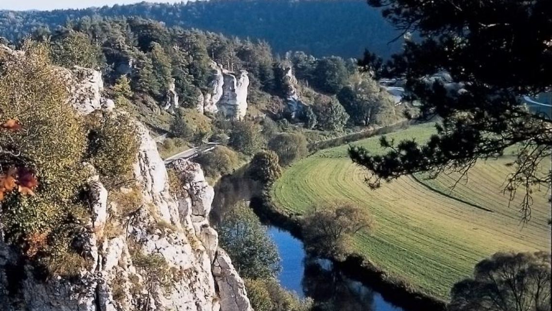Grauer Fels und grüne Wiesen - beim Wandern an der Altmühl bieten sich solche Ausblicke regelmäßig.