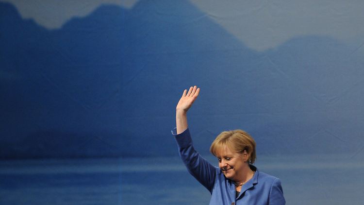 Angela Merkel auf dem Kirchentag in München.