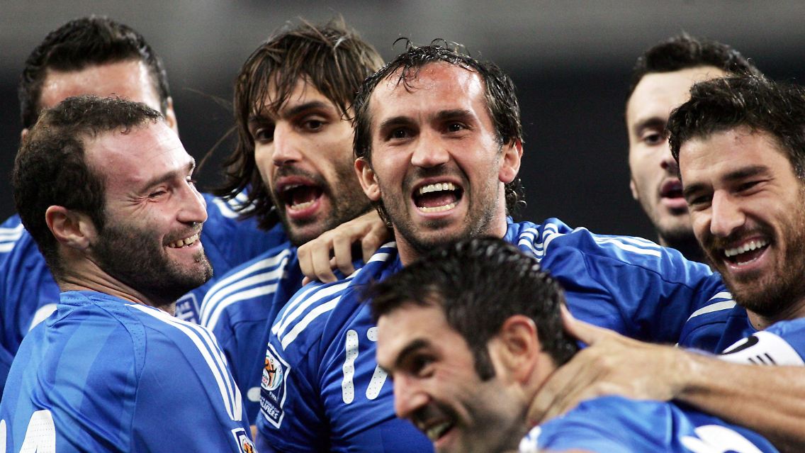 Stürmer Theofanis Gekas, Mitte, ist eine der Säulen des hellenischen Teams.