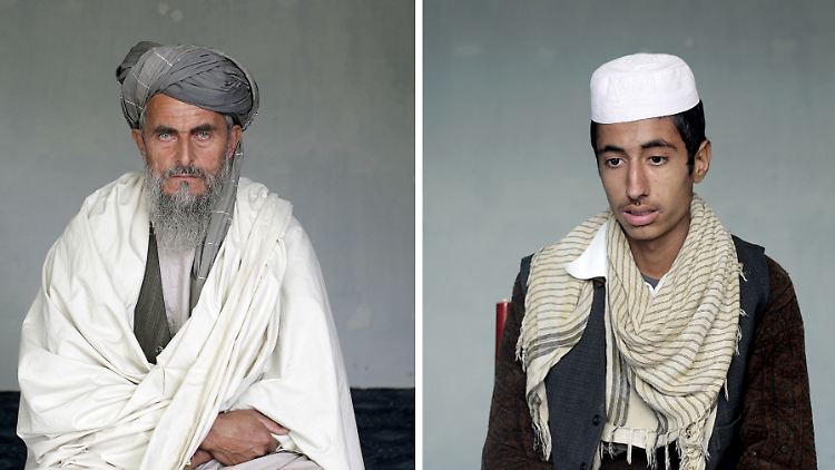 Die Kombo zeigt drei Porträts von Afghanen, die beim Bombardement im September 2009 nahe Angehörige verloren haben.
