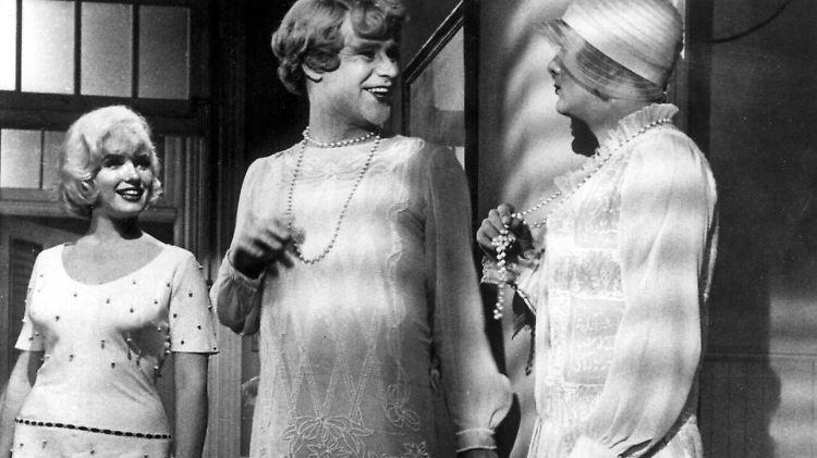 Tony Curtis mit Jack Lemmon und Marilyn Monroe.  