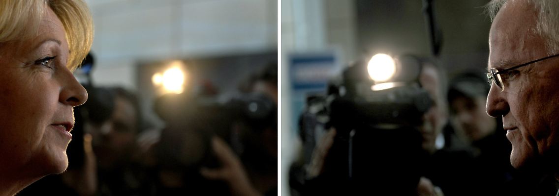 Hannelore Kraft und Jürgen Rüttgers - beiden spielen nach der Devise "wer sich zuerst bewegt, hat verloren".