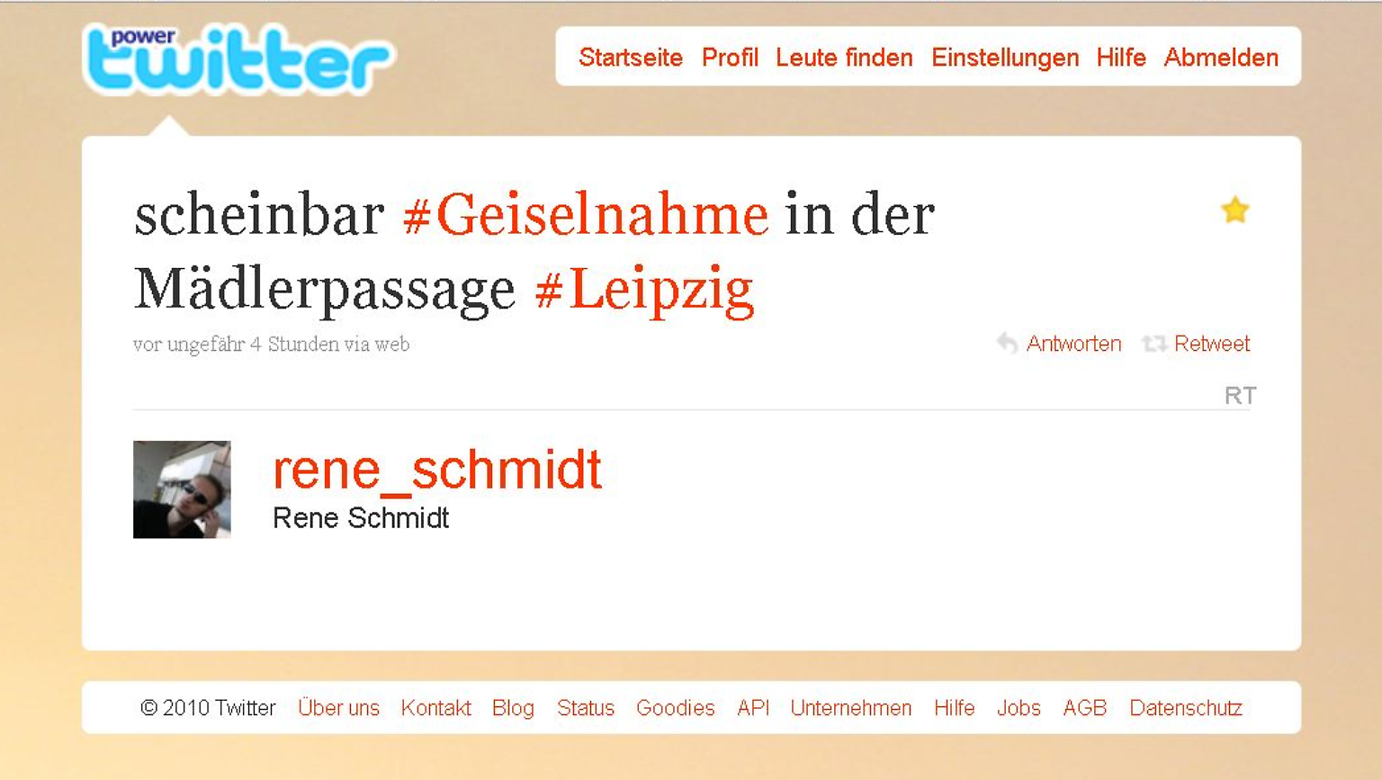 Einer der ersten Tweets kam von René Schmidt