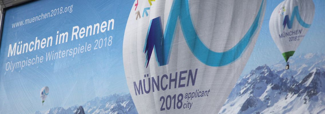 Werbeplakat der Stadt München für die Bewerbung zu den Olympischen Winterspielen 2018.
