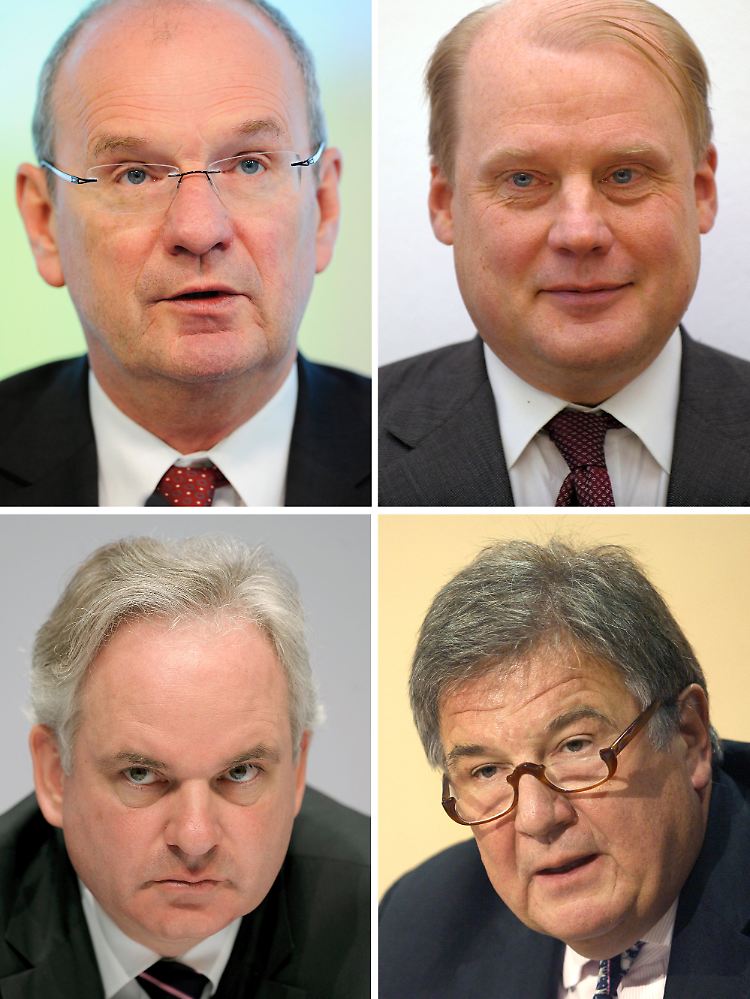 Gesprächsbedarf: EnBW-Chef Hans-Peter Villis, Vatenfall-Boss Tuomo Hatakka, Eon-Chef Johannes Teyssen und RWE-Boss Jürgen Großmann (von oben links nach rechts unten).
