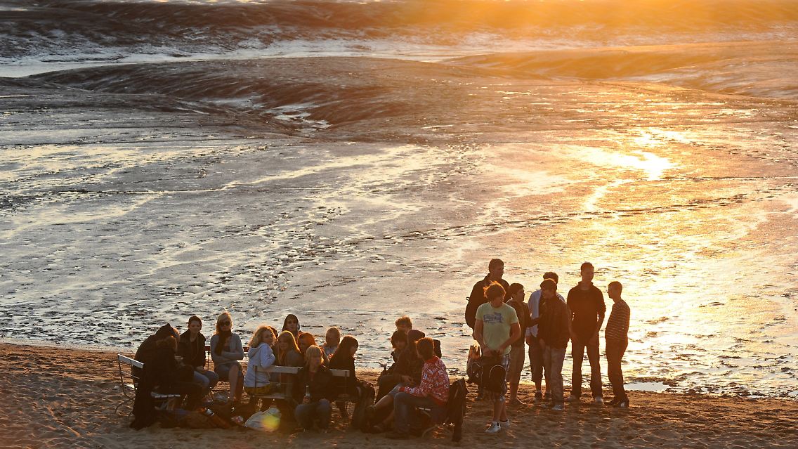 Abendstimmung über dem Wattenmeer im Jadebusen bei Dangast.