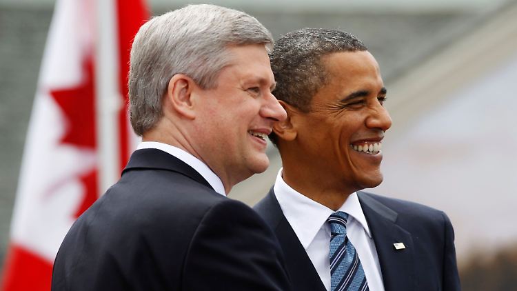 Harper heißt Obama herzlich willkommen.