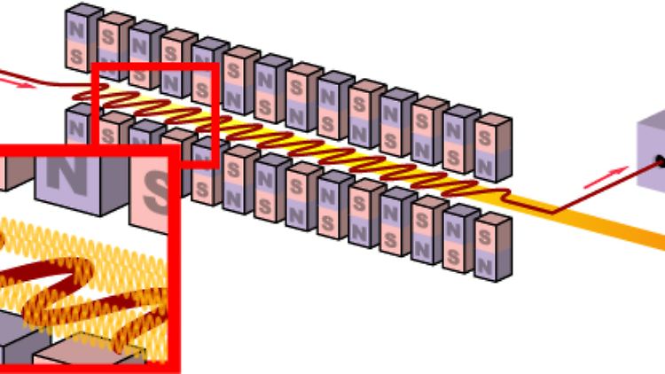 Schemaskizze des XFEL Freie-Elektronen-Lasers