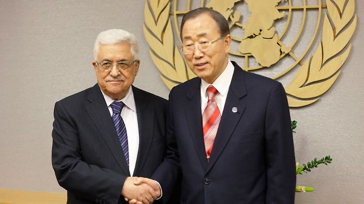 Mahmud Abbas und Ban Ki Moon vor der entscheidenden Abstimmung.