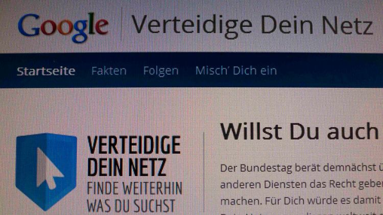 "Verteidige Dein Netz": Die Google-Kampagne ruft zum Widerstand gegen die Bundesregierung auf.
