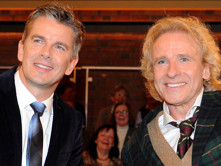 Lanz (l.) sieht mit angegrautem Haar jünger aus als die blonde Showmaster-Legende Gottschalk.