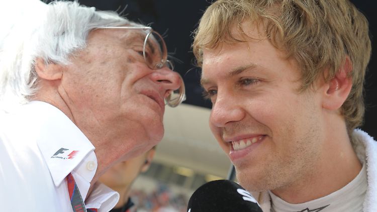 Der Formel-1-Chef und sein Lieblingsfahrer: Bernie Ecclestone mit Weltmeister Sebastian Vettel.
