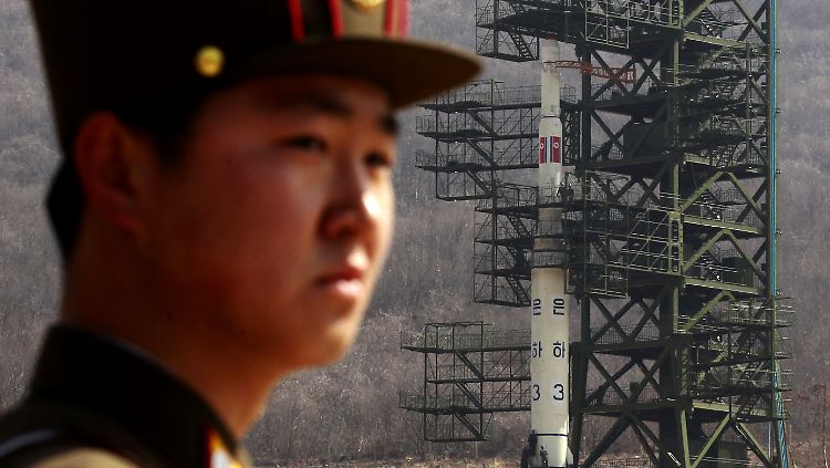 Die "Unha-3-Rakete" in Nordkorea.
