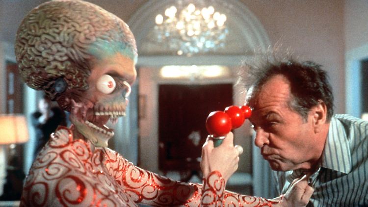 "Yak yak yak": "Mars Attacks!" von Regisseur Tim Burton ist vielleicht der beste Film über die Apokalypse, nicht nur wegen seines sensationellen Staraufgebots (hier Jack Nicholson), sondern auch, weil er sich nicht an die Regeln für Endzeitfilme hält.