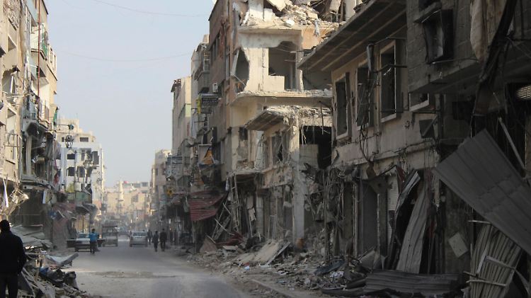 Douma bei Damaskus wurde durch die Kämpfe stark zerstört.