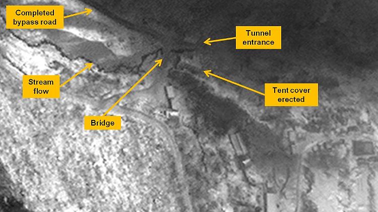 Satellitenaufnahme vom Teststützpunkt Punggye Ri zeigt die Überschwemmungen von Mitte November.