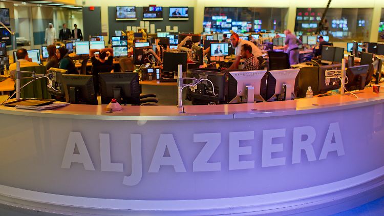 Ein Newsroom des Nachrichtensenders Al-Dschasira in Doha.