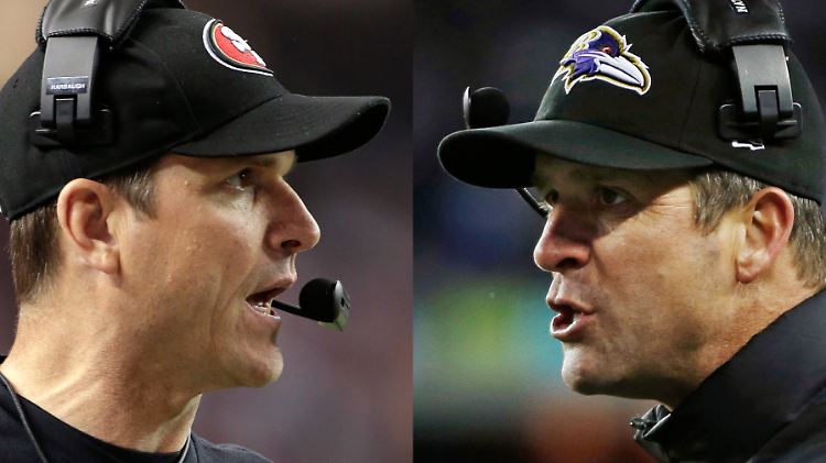 Ein Bruderduell an der Seitenlinie gab es in der NFL-Historie noch nie: Jim Harbaugh, links, und John Harbaugh.