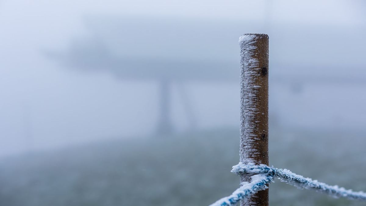Schnee f&auml;llt nachts auf dem Feldberg - am Morgen nur Sturm