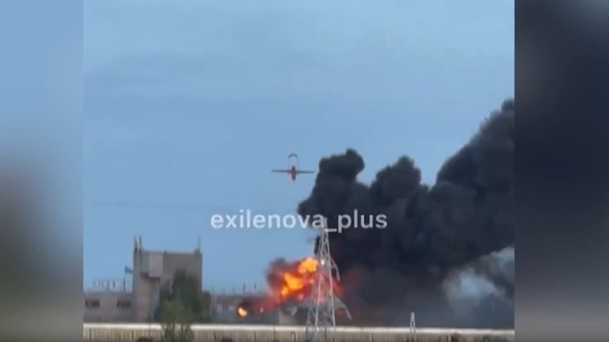 Drone flight and explosion: Videos allegedly show attack on Russian ...