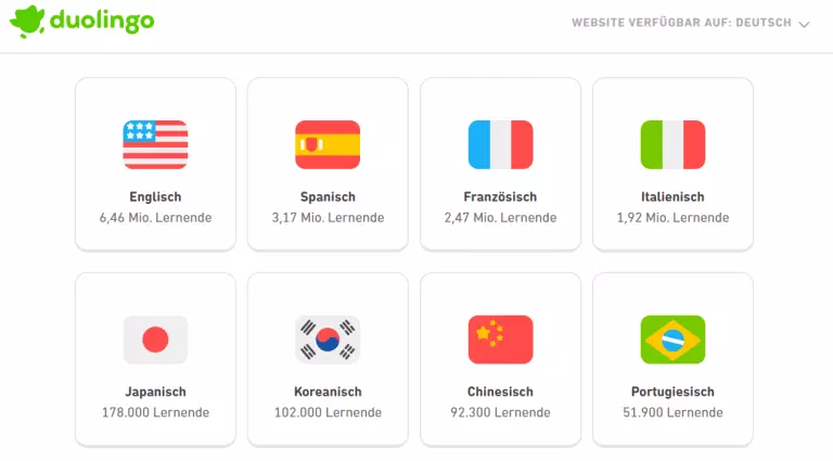duolingo sprachen deutsch