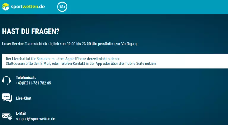 Sportwetten.de support