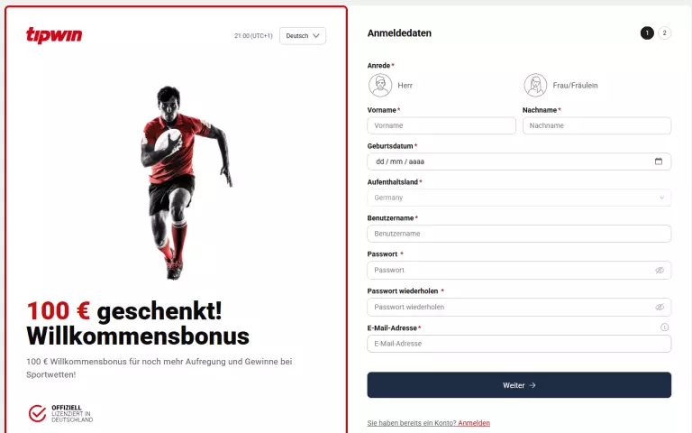 Tipwin anmeldung