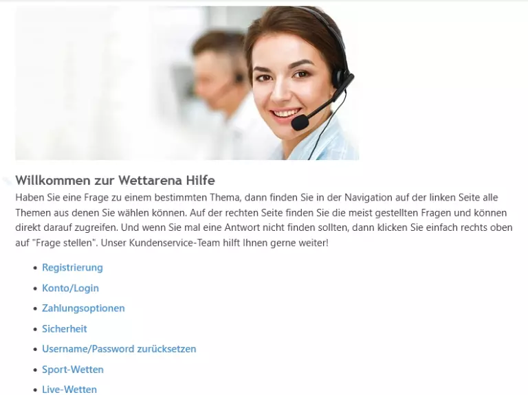 Wettarena hilfe