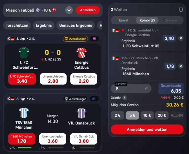 Winamax mindestquoten