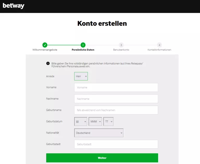 betway konto erstellen