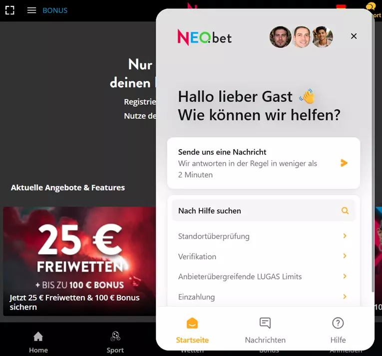NEO.bet StÃ¶rung