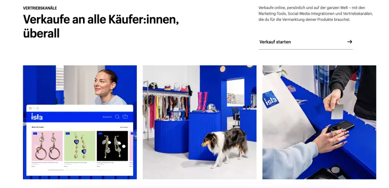 Screenshot der Shopify Website mit dem Angebot unterschiedliche Verkaufskanäle zu nutzen. Die Shopify Erfahrungen hinsichtlich Datenschutz und Sicherheit sind gut.