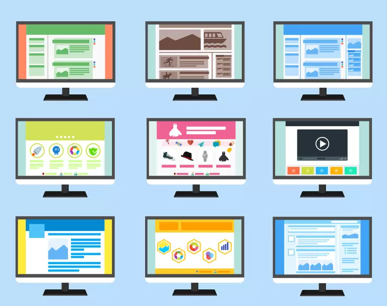 Es gibt verschiedene Website-Designs in diesem Bild. In unserem Artikel zeigen wir dir Schritt für Schritt, wie du deine Webseite erstellst.